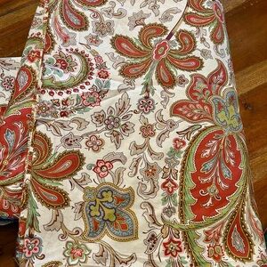 Pottery Barn Red and Green Paisley Duvet Cover/ 1 HUGE sham